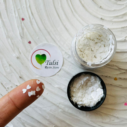Heart Glitter Chunks White Tulsi Resin Store