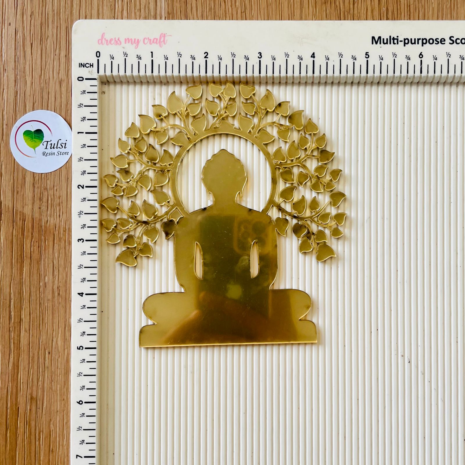 Acrylic Mahaveer Swami With Tree Cutout (B) Big Tulsi Resin Store