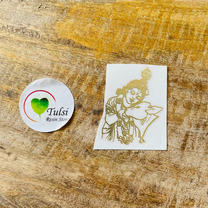 Metal sticker - krishna with cow Tulsi Resin Store