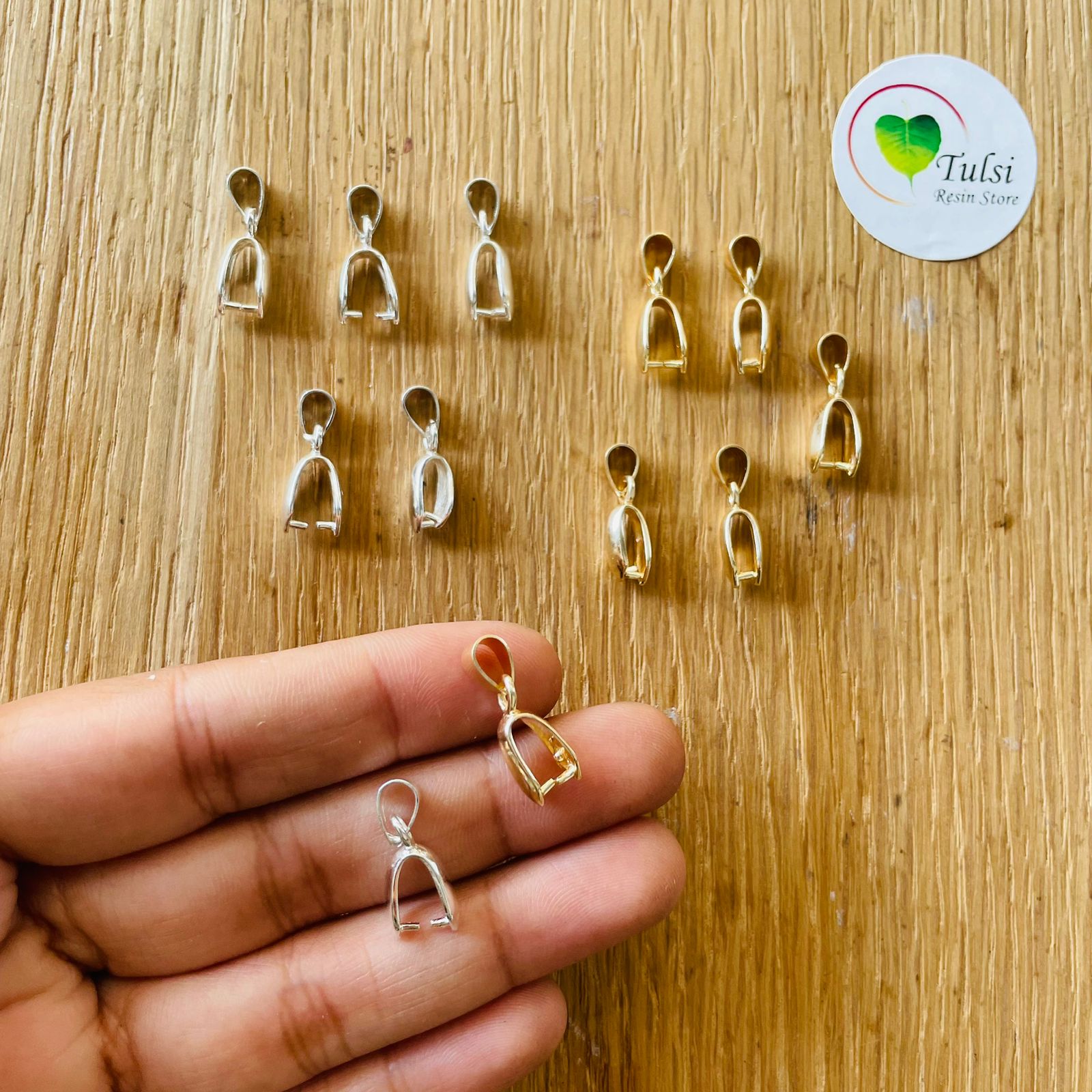 Pendent Pinch Clasp (A) (5pcs) - Silver - Tulsi Resin Store