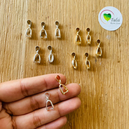 Pendent Pinch Clasp (A) (5pcs) - Silver - Tulsi Resin Store