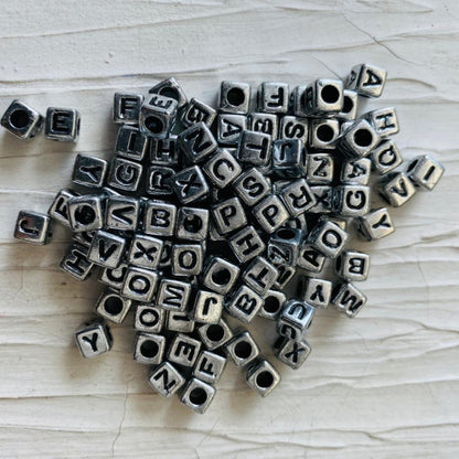 Alphabet Beads Silver tulsiresin